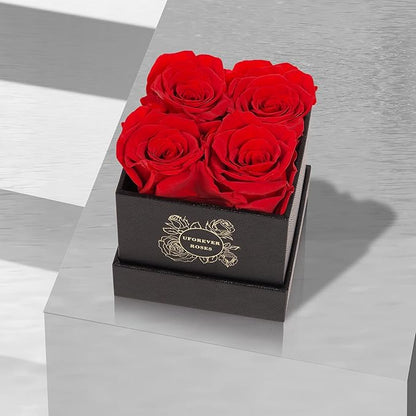4-Piece Preserved Roses in a Box, Preserved Flowers, Roses Gift for Her, Red