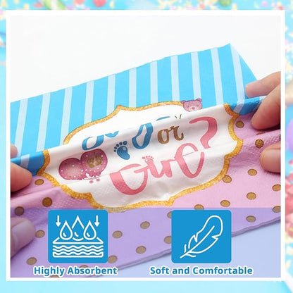 40 Pcs Gender Reveal Party Supplies, Disposable Paper Plates and Napkins Tableware Set for Boy or Girl Gender Reveal Party Baby Shower Decorations Serves 20
