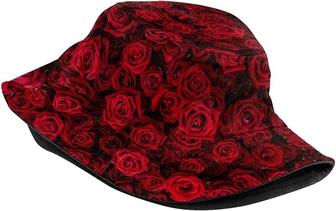 Red Roses Flowers Bucket Hat Packable Sun Hat Outdoor Travel Fisherman Hat Caps for Women Men
