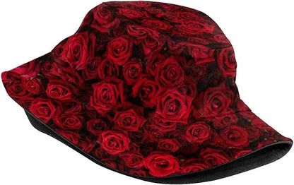 Red Roses Flowers Bucket Hat Packable Sun Hat Outdoor Travel Fisherman Hat Caps for Women Men