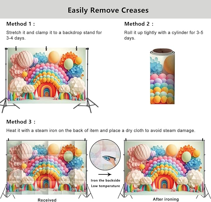 YongFoto Paper Flowers Backdrop 8x6ft Colorful Cut Paper Floral Blossom Rainbow Arch Hot Air Balloon Honeycomb Ball Photography Background Lovely Party Banner Home Decor Photo Studio Booth Props