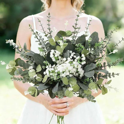 60 Pcs Mixed Artificial Eucalyptus Leaves Stems Bulk,Baby Breath Artificial Flowers Bulk with Eucalyptus Leaves Greenery Stems for DIY Bouquets Wedding Floral Home Decor (Green-60pcs)