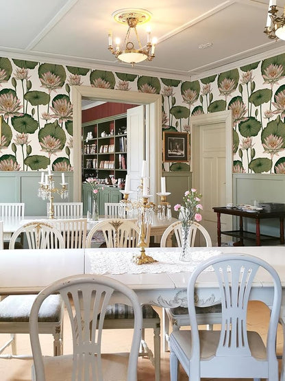 Orainege Floral Wallpaper Peel and Stick Floral Contact Paper Boho 16.9inx393.7in Lotus Flower Wallpaper Removable Self Adhesive Wall Paper for Bedroom Cabinets Decorative