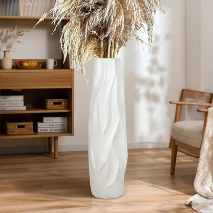 Large Floor Ceramic Tall Vase 28 Inches,White Modern Flower Tall Vases for Office, Home,Farmhouse,Living Room Décor,Simple Origami Design Fall Decorative Porcelain Flower Arrangement Vase Ideal Gift