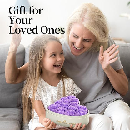 Flower, Forever Roses in A Box, Fresh Flowers, Birthday Gifts for Her, Women, Mom, Girlfriend, Wife, Grandma,Purple Forever Roses