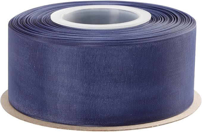 1-1/2 Inch Navy Shimmer Sheer Organza Ribbon Sheer Chiffon Ribbon 50 Yards-Roll Multiple Colors Available for Gift Wrapping Wedding Events Christmas Décor