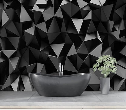 Cliouar-Black Triangle Background Mural Wallpaper Peel and Stick 137" x 102"