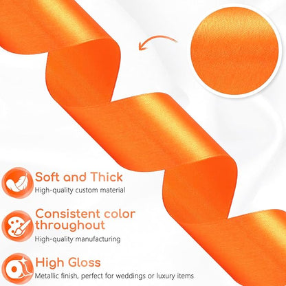 Orange Ribbon 1-1/2 Inch 30 Yards Single Face Orange Satin Ribbon for Flower Bouquet, Fabric Ribbon for Gift Wrapping Crafts Halloween Thanksgiving Christmas Easter