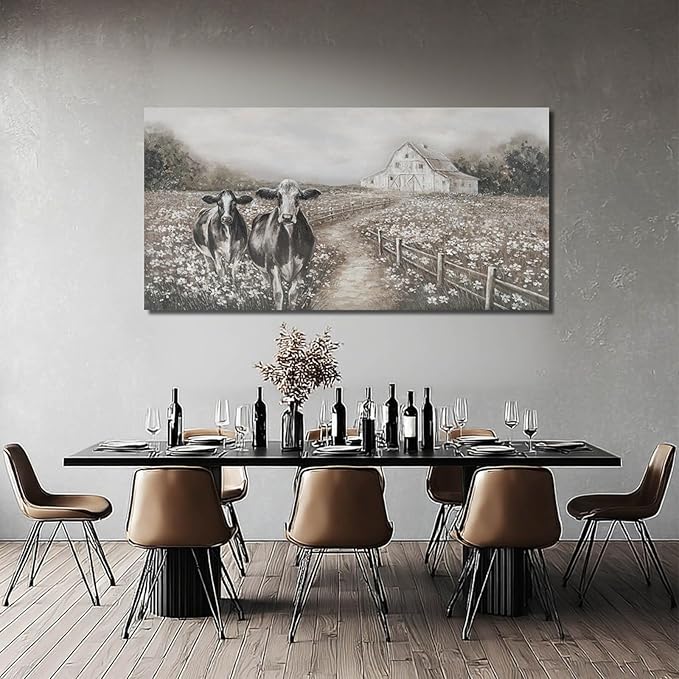 LEVERUP Animal Printings Posters Wall Art Cow Pictures Wall Artwork Large Nature Wall Decor for Living Room Bedroom Office Home Decorations 29×58 Inch