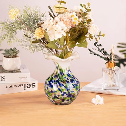 KAMMAK Colored Glass Vase, Beautiful Hand Blown Decorative Vase, Modern Art Vase for Flower Mantle Dining Table Centerpiece, Entryway Living Room Wedding Decoration, FH005