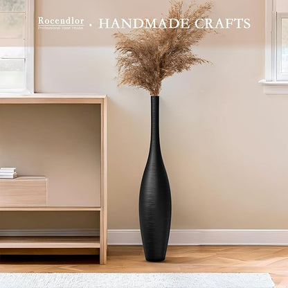 Black Vase Tall Black Floor Vases, 27.5 Inch Modern Tall Vases for Living Room Modern Floor Vase for Living Room Corner Office Home Decor