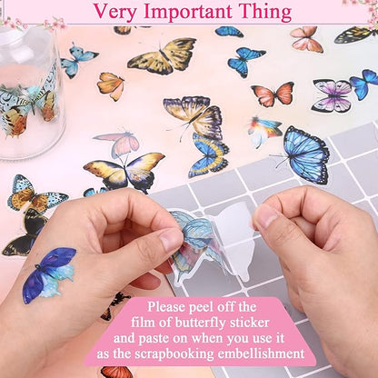 160Pcs Dried Pressed Flowers Butterflies for Resin Molds, Natural Real Dry Flower Leaves Bulk with 80Pcs Transparent Butterfly Stickers Tweezers for DIY Arts Crafts Scrapbooking Candle Making Supplies