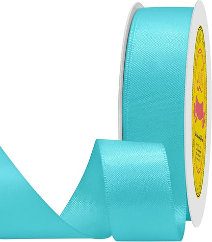Double Face Turquoise Satin Ribbon 7/8 inch X 25 Yards for Gift Wrapping Very Suitable for Weddings Party Hair Bow Invitation Decorations and More