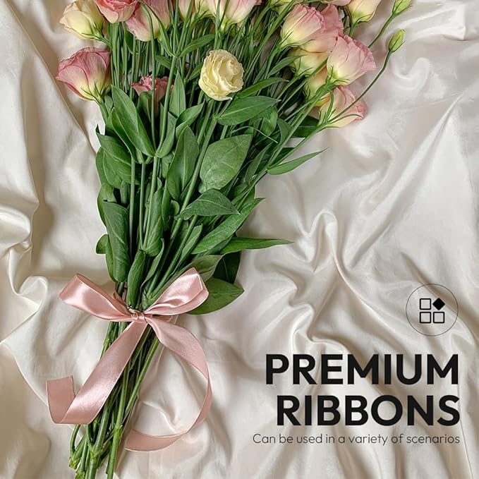 5/8" x 100 Yards Satin Ribbon - Pink Silk Ribbon with Spool - Ideal for Gift Wrapping, Floral Bouquets, Crafts, Wedding Party Decorations, Christmas and Sewing Projects