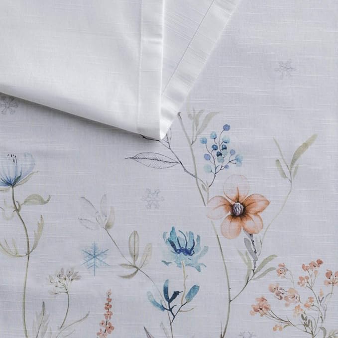Maison d' Hermine Table Runner 100% Cotton Single Layer Table Runners 90 inches Long for Thanksgiving Christmas Decorations Home Kitchen Dining Party Wedding (Ice Florals, 14.5" x 90")