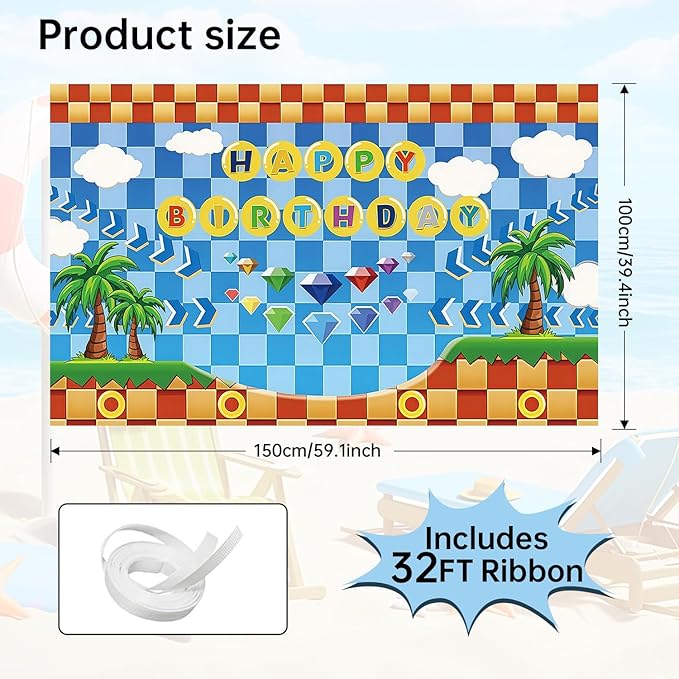3x5ft Cartoon Game Birthday Backdrop, Happy Birthday Decoration Background, Cute Funny Game Theme Party Supplies Outdoor Indoor Photo Banner