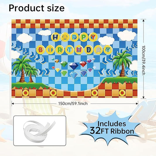 3x5ft Cartoon Game Birthday Backdrop, Happy Birthday Decoration Background, Cute Funny Game Theme Party Supplies Outdoor Indoor Photo Banner