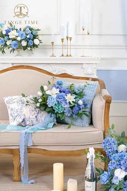 TINGE TIME 13 Inch Wedding Bouquets for Bride,Bridal Bouquet for Bride, Artificial Silk Flowers for Wedding Ceremony and Anniversary (Provence Blue)