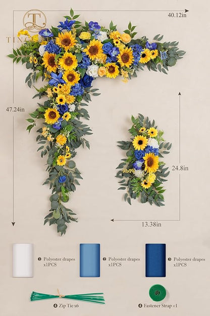TINGE TIME Artificial Arch Flowers Kit Pack of 5, Wedding Decorations for Reception with Hanging Flowers, Wedding Arch Silk Floral Arrangements Ceremony Backdrop Bridal Shower Outdoor Party Decor