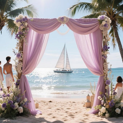 VOK Wedding Arch Draping Fabric Chiffon Fabric, 29in x 18Ft Sheer Chiffon Outdoor Curtain for Wedding Ceremony Birthday Party Decoration (Dusty Rose,1 Panel)