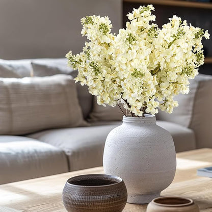 4PCS 25.6inch Lilac Artificial Flowers White Fake Delphinium Long Stem Silk Real Touch Flower Faux Lilac Floral Arrangement for Tall Vase Table Centerpieces Wedding Garden Home Decoration（White）