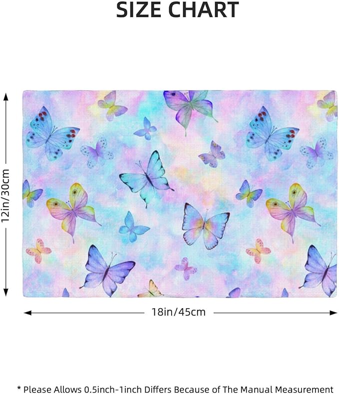 Watercolors Butterfly Placemats Set of 6,Spring Summer Flower Place Mats Washable for Kitchen Dining Table Heat Resistant Decorative Colth Table Mats 6 PCS, Style