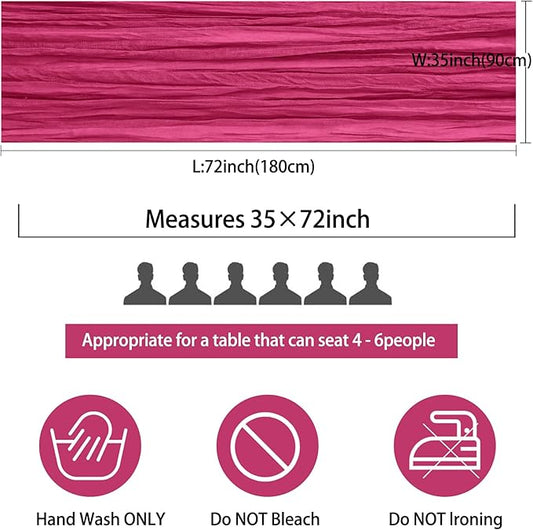 Fivenl Boho Gauze Table Runner - 35x72 Inch, Rustic Cheese Cloth, Hot Pink