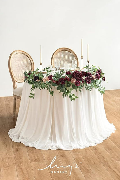 Ling's moment Artificial Burgundy Flowers, 16pcs Faux Silk Roses with Stems, 3.5" Fake Wine Red Flowers Bulk for DIY Wedding Bouquets Centerpieces Party Baby Shower Home Decoration
