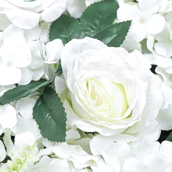 15.74"x 23.62" Artificial Flower Wall Panels,Flower Wall Mat Silk Flower Panels for Outdoor Garden Backyard Fence Fence Privacy Screen and Indoor Wall Decor (6Pcs White)
