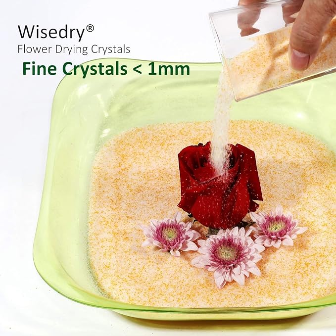 wisedry Silica Gel Crystal for Flowers Drying - 2 LBS, Fine Crystals < 1mm, Color Indicating, Reusable