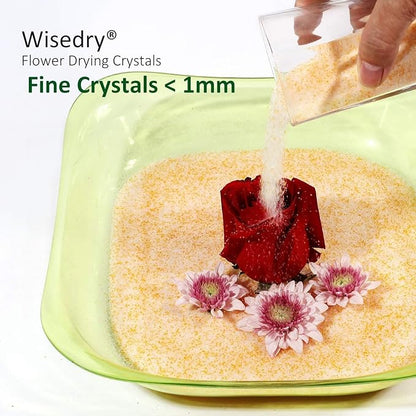 wisedry Silica Gel Crystal for Flowers Drying - 2 LBS, Fine Crystals < 1mm, Color Indicating, Reusable