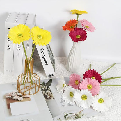 IPOPU Gerbera Daisy Artificial Flowers,20PCS Fake Daisies Artificial Daisy Flowers with Stems for Wedding Party Office Home Decorations(Mixcolor)