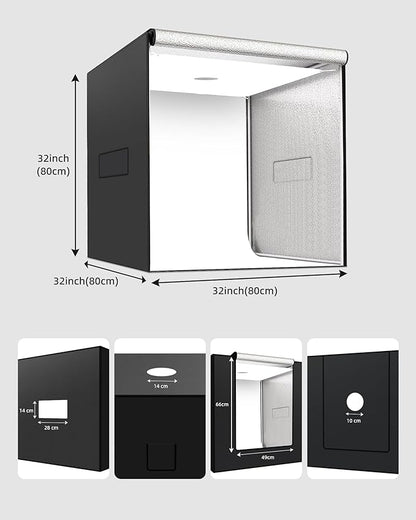 Glendan 32"x32" Light Box Photography, Large Photo Light Box with 3 Light Panels, 792 LED Beads, CRI >95, Professional Photo Booth Shooting Tent Kit with 4 Color Backdrops for Product Photography
