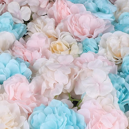 12 Pcs Artificial Flower Wall Panels 60x40cm 3D Flower Background for Wall, Wedding Flower Decorations Wall Silk Rose Panels for Candy Wall, Photo Areas, Stage Background(Dahlia + Rose + Hydrangea)