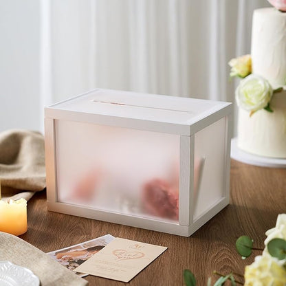 AW BRIDAL Frosted Wedding Card Box for Reception, 10.5"x7"x7" Money Envelope Box Holder for Graduation Honeymoon Fund, Gifts for Bridal Shower Birthday Party
