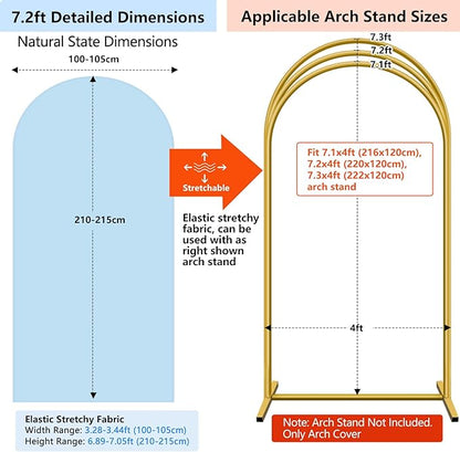 HEMMOTOP 7.2 ft Blue Arch Backdrop Cover (No Arch Stand), Spandex Arch Covers Stretchy Backdrop for Balloon, Wedding, Birthday Party, Baby Shower, Banquet Arch Decoratio