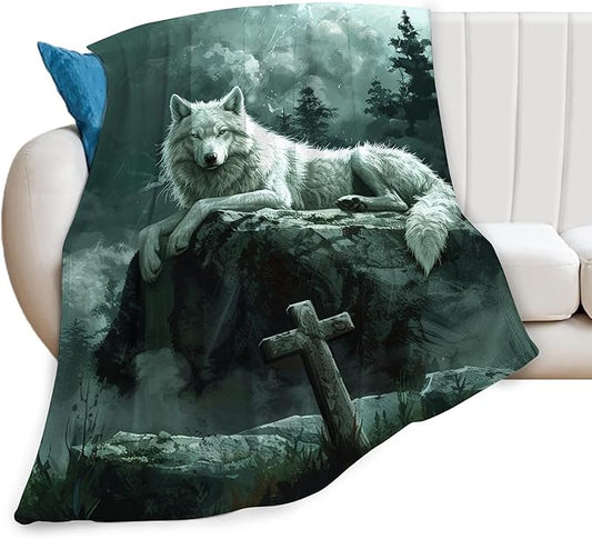 Christian Wolf Throw Blanket - Soft, Warm & Cozy Fleece for Women & Men - 80"x60"