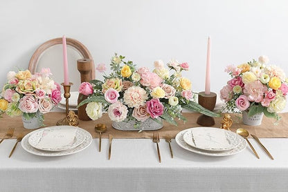 Light Pink Artificial Flowers Combo Set Fake Flower Leaf Box with Stemst for DIY Wedding Bridal Bouquet, Centerpieces, Home Decor, Floral Arrangement Decor