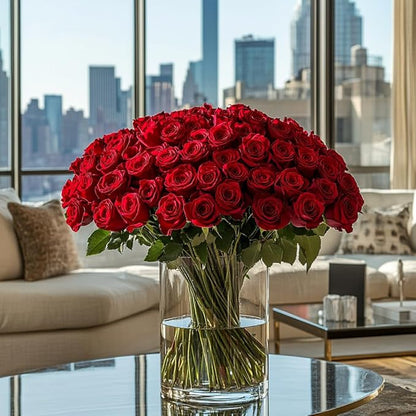 GlobalRose 75 Red Roses Bouquet - Responsibly Sourced Roses Fresh Flowers - Hand-Picked Flowers Fresh Bouquet for Mother's Day, Birthday & Special Occasions (3 Bunches of 25 Stems)