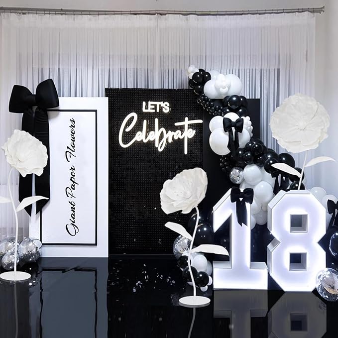 White Giant Flowers with Stand - 3 Metal Base Giant Paper Flower Flexible Big Flowers Decor for Birthday Party Baby Show Wedding Art Exhibition