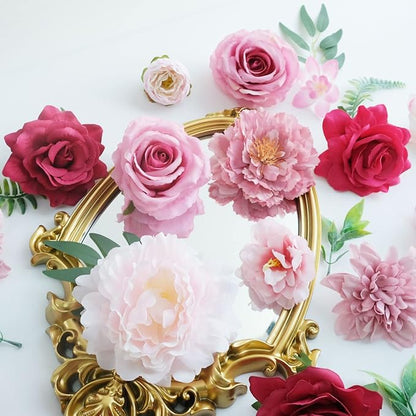 Artificial Flowers Pink Bouquets Box Set for DIY Bridal Wedding Shower Decorations Fake Floral Arrangements for Party Centerpieces Baby Shower Home Decor