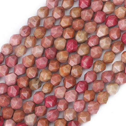 Faceted Natural Red Wood Marble Stone Round Beads 6mm 36cm/Strand for Jewelry Making