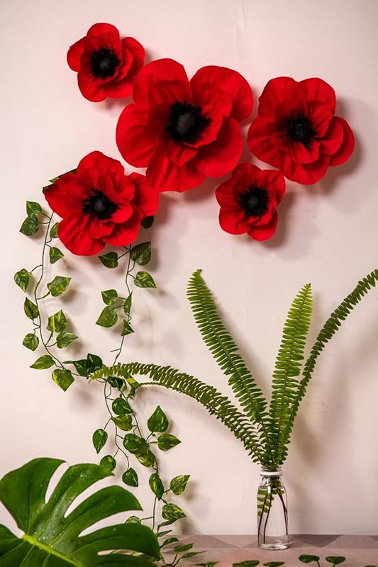 Crepe Paper Flowers Decoration for Wall, Artificial Flowers for Wedding Decor,Flower Backdrop Decor,Baby Shower,Birthday Party,Photo Backdrop,Archway Decor, Nursery Wall Decor (Red;Set/5)