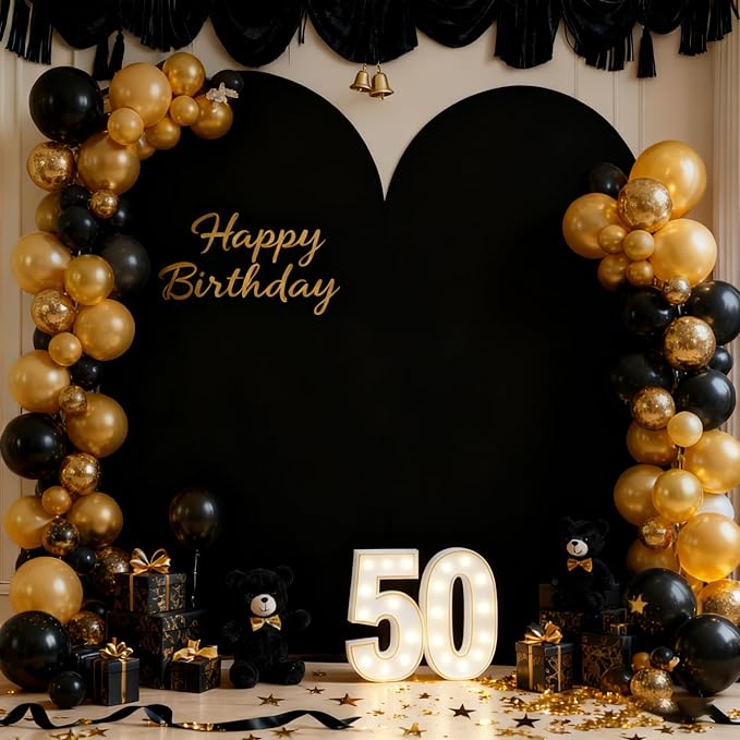 Black Arch Backdrop Covers - 7.2FT, 6FT Spandex Fitted Wedding Arch Stand Covers Double-Sided Arch Covers Stretchy Backdrop for Christmas Party, Wedding, Birthday, Baby Shower Decorations