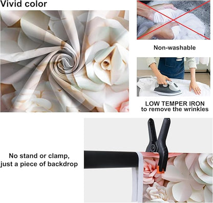 Baocicco 8x6.5ft Pink and White Paper Flowers Background Photography Backdrop Paper Flower Wall Gorgeous Wedding Flower Backdrops Beautiful Bride Baby Newborn Kids Background Props Portraits Booth