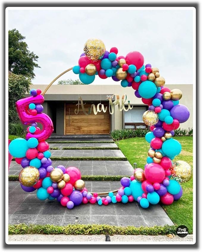 LANGXUN 7.2ft Gold Metal Round Balloon Arch kit, Backdrop Circle Stand Arch Frame for Wedding Birthday Party Decoration, Graduation Decorations and Baby Shower Photo Background