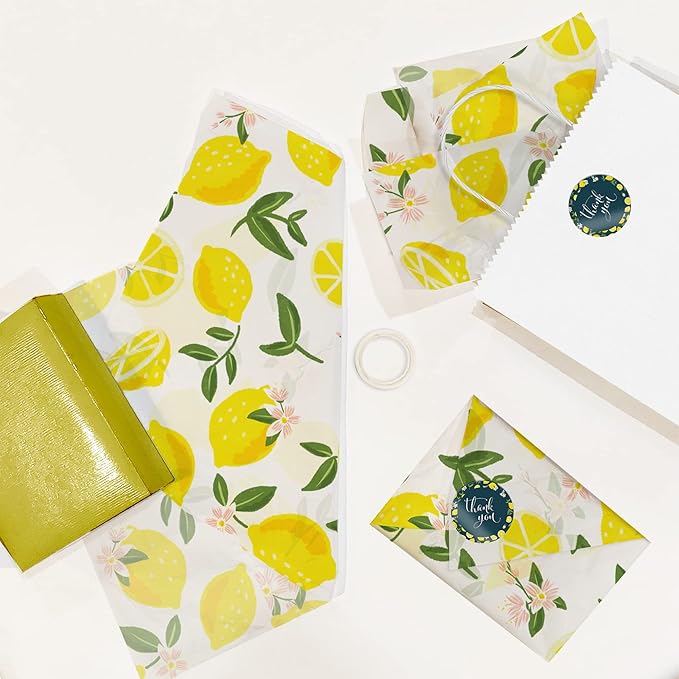 Pro Supply Global - Bulk Elegant Summer Lemons Tissue Paper Wrapping Gift Bags, Crafts DIY Project Party Decorations Packaging - Creative Uses for Wedding Birthday & Holiday Events - 24 Sheets 20"x30"