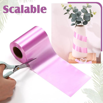 Syhood Outdoor Leaf Ribbon Floral Satin Ribbon for Crafts Aspidistra Waterproof Holiday Outdoor Decoration(4 Inch X 30 Yards,Purple)