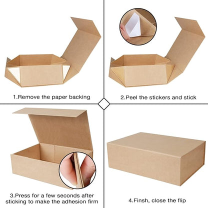 Aimyoo Brown Collapsible Gift Box with Magnetic Closure Lids 10.5x7x3 in, Bridesmaid Groomsman Proposal Boxes, Rectangle Storage Box 1 Pack