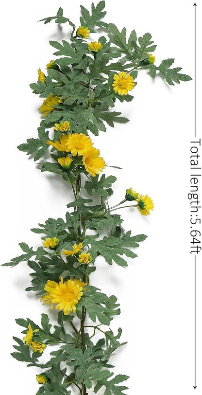 SOMYTING Artificial Daisy Garland Decorative Fake Flower Vine Hanging 5.6Ft Silk Flower Greenery for Home Garden Outdoor Ceremony Wedding Arch Floral Decor